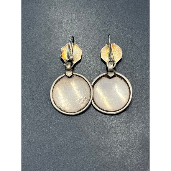 Vintage Sterling Silver Aztec Floral Heavy Double Drop Dangle Earrings 16 grams - Picture 9 of 10